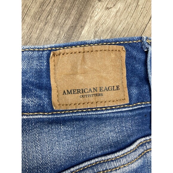 American Eagle Denim Mini Skirt Womens  4 Next Level Stretch Distressed Grunge - Picture 5 of 7